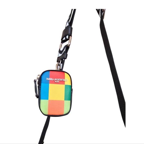 Karl Lagerfeld Maybelle Black Multicolor Checker Board Crossbody Bag - Picture 7 of 13